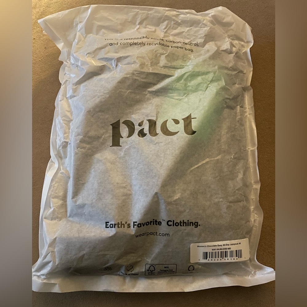Pact easy all day jumpsuit chocolate organic cotton jogger